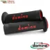 Manopole Moto Domino Coppia Nero Rosso Aperte Gomma Road Racing A010 Tommaselli