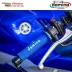 Manopole Moto Domino Coppia Blu Bianco Aperte Gomma Road Racing A010 Tommaselli