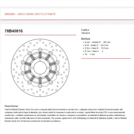 Dischi Freno Brembo Bmw R 100 RT 1985 1986 Anteriori Serie Oro Moto Flottanti 285 mm 2
