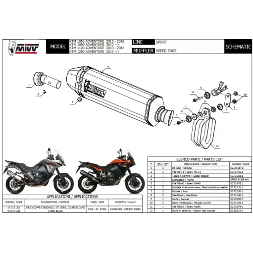 Mivv Ktm 1290 Adventure 2015 2020 Terminale Di Scarico Moto Marmitta Speed Edge Inox