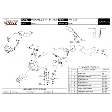 Mivv Kawasaki ZX 6 R 2007 2008 Terminale Di Scarico Per Moto Marmitta Oval Inox