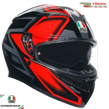 Casco AGV K3 Compound Black Red Moto Integrale Pinlock E2206