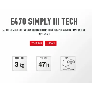 Bauletto Moto Givi 45 Litri Monolock Nero Universale Kit Completo Di Schienalino