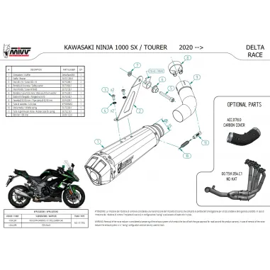 Mivv Kawasaki Ninja 1000 SX / Tourer Terminale Di Scarico Moto Marmitta Delta Race Inox