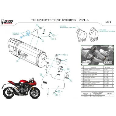 Mivv Triumph Speed Triple 1200 RR / RS Terminale Di Scarico Moto Marmitta SR-1 Titanio