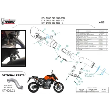 Mivv Ktm 790 Duke 23 - 2024 Terminale Di Scarico Moto Marmitta X-M5 Inox Nero Omologato