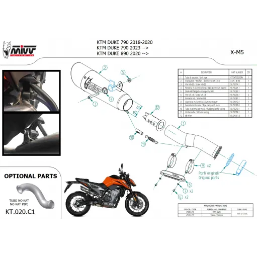 Mivv Ktm 790 Duke 23 - 2024 Terminale Di Scarico Moto Marmitta X-M5 Inox Nero Omologato
