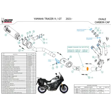 Scarico Completo Mivv Yamaha Tracer 9 / GT Terminale Per Moto Oval Carbon Cap