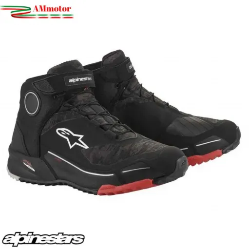 Scarpe Da Moto Alpinestars CR-X Drystar Riding Black Camo Red Waterproof Uomo