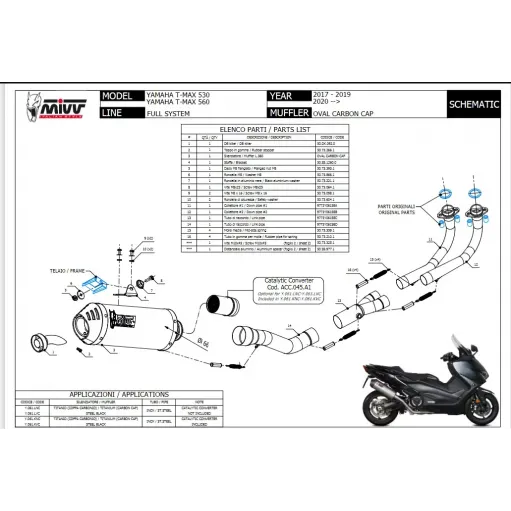 Scarico Completo Yamaha T-Max 560 Terminale Oval Black Coppa Carbonio Moto Scooter