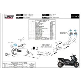 Scarico Completo Yamaha T-Max 530 Terminale Oval Black Coppa Carbonio Moto Scooter 2