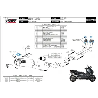 Scarico Completo Yamaha T-Max 530 Terminale Oval Black Coppa Carbonio Moto Scooter