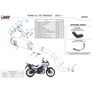 Mivv Honda Transalp 750 Terminale Di Scarico Moto Marmitta Dakar Inox Nero Omologato