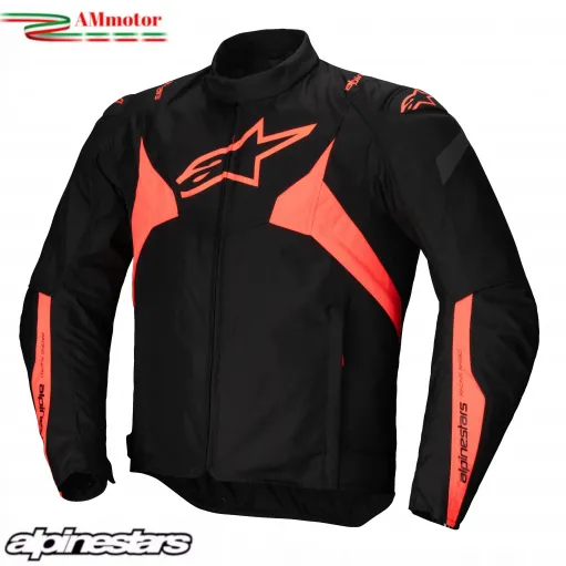 Giacca Alpinestars T-JAWS V4  Whaterproof Black Red Fluo Protezioni Cordura  Da Moto
