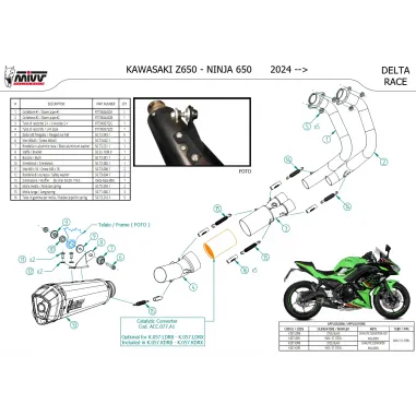 Scarico Mivv Kawasaki Ninja 650 24 - 2025 Moto Terminale Delta Race Inox Completo Di Collettori