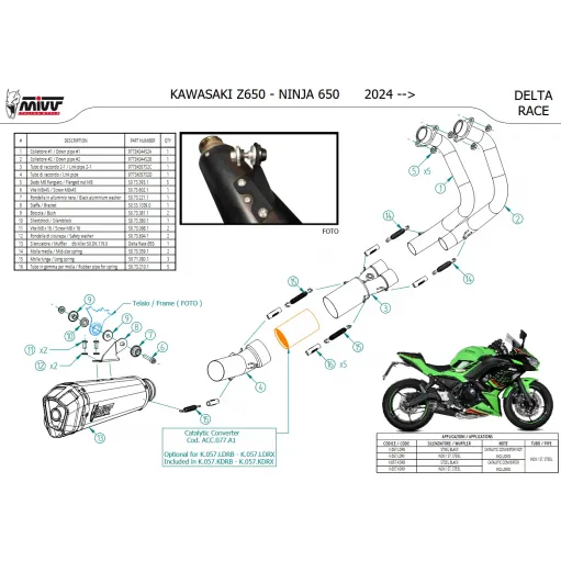 Scarico Mivv Kawasaki Ninja 650 24 - 2025 Moto Terminale Delta Race Inox Completo Di Collettori