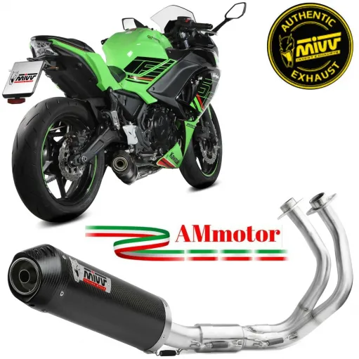Scarico Mivv Kawasaki Ninja 650 24 - 2025 Moto Terminale Oval Carbon Cap Completo Di Collettori
