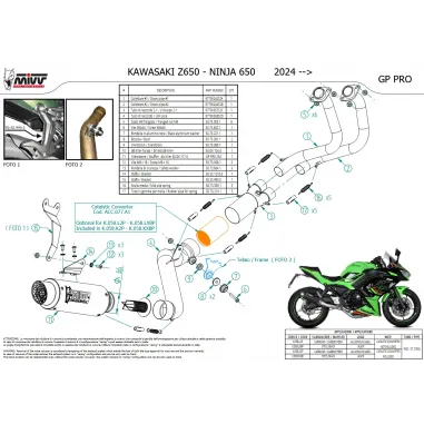 Scarico Mivv Kawasaki Ninja 650 24 - 2025 Moto Terminale GP Pro Carbonio Completo Di Collettori