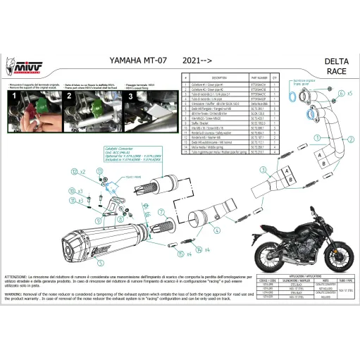 Scarico Completo Mivv Yamaha Mt-07 21 - 2023 Terminale Delta Race Black Moto