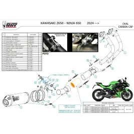 Scarico Mivv Kawasaki Z 650 24 - 2025 Moto Terminale Oval Carbon Cap Completo Di Collettori 2