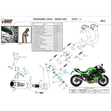 Scarico Mivv Kawasaki Ninja 650 24 - 2025 Moto Terminale Mk3 Inox Completo Di Collettori