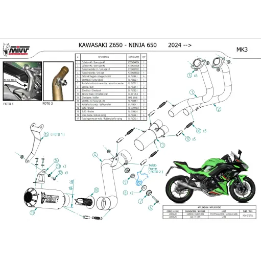 Scarico Mivv Kawasaki Ninja 650 24 - 2025 Moto Terminale Mk3 Inox Completo Di Collettori