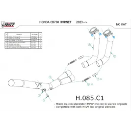 Collettori Di Scarico Honda Hornet 750 CB Mivv Elimina Kat Catalizzatore Moto 2
