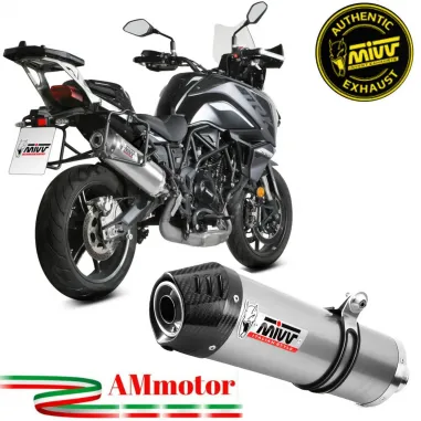 Mivv Benelli Trk 702 / X Terminale Di Scarico Per Moto Marmitta Oval Inox Carbon Cap