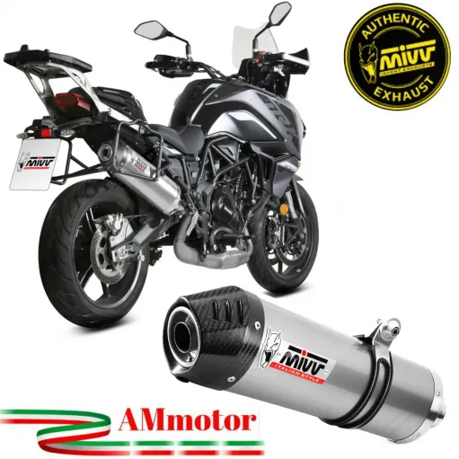 Mivv Benelli Trk 702 / X Terminale Di Scarico Per Moto Marmitta Oval Inox Carbon Cap