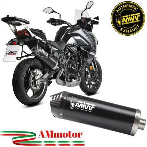 Mivv Benelli Trk 702 / X Terminale Di Scarico Per Moto Marmitta Oval Inox Nero Carbon Cap