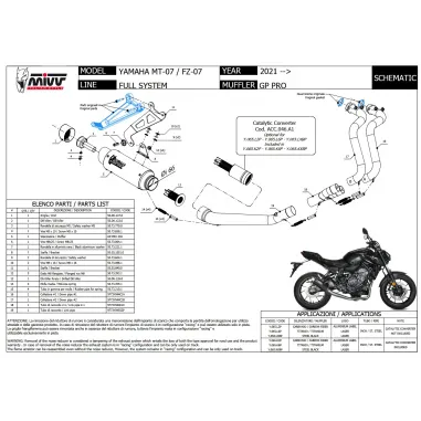 Scarico Completo Mivv Yamaha Mt-07 2024 Terminale Gp Pro Titanio Moto Alto Con Catalizzatore
