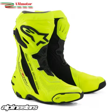 Alpinestars Supertech R Vented Yellow Fluo Black Stivale Moto Racing Pista