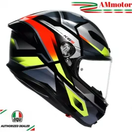 Casco Agv K6 S Erazer Black Red Yellow Fluo Integrale Per Moto Lucido Visiera Max Pinlock