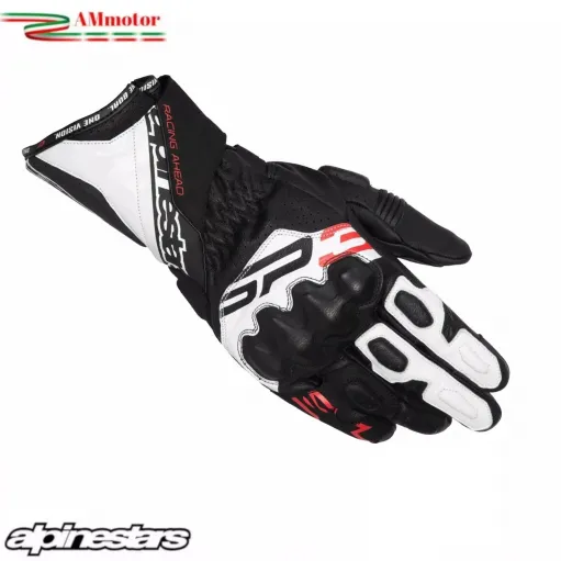 Guanti Moto Alpinestars SP-3 White Red Fluo Sport Racing Moto