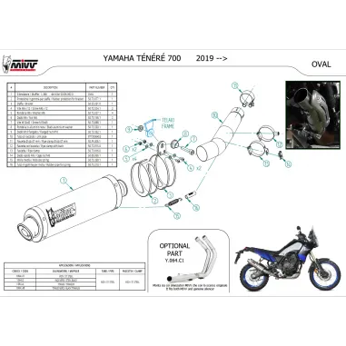 Mivv Yamaha Tenere' 700 Terminale Di Scarico Moto Marmitta Oval Titanio Nero Omologato