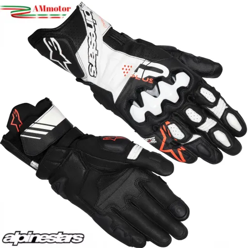 Guanti Moto Pelle Alpinestars GP PLUS R V3 Black White Racing Pista