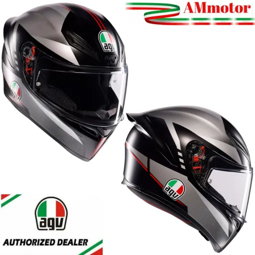 Casco Agv K1 S Lap Matt Black Grey Red Integrale Moto E2206