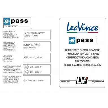 Terminale Di Scarico Honda CB 1000 R LeoVince LV-10 Inox Omologato