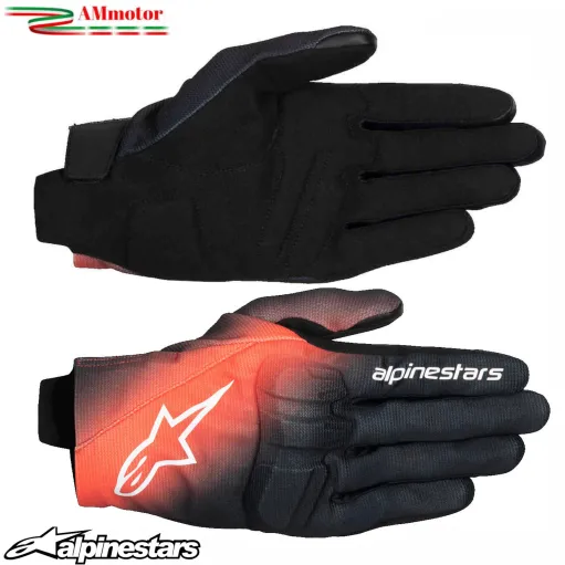 Guanti ALPINESTARS Reef V2 Black Red Fluo White Uomo Moto Estivi Con Protezioni