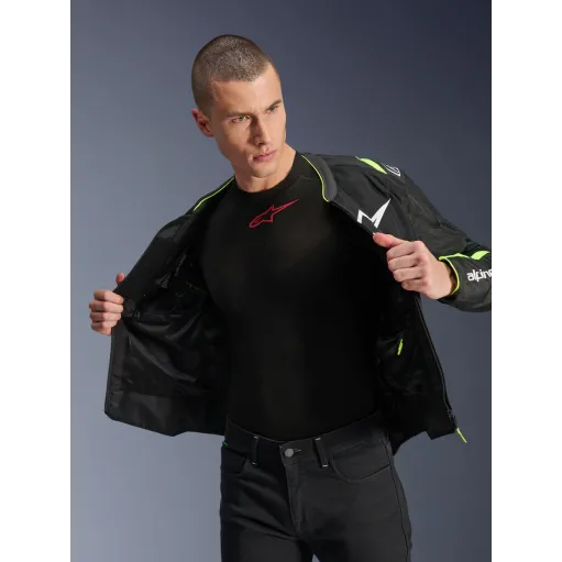 Giacca ALPINESTARS T-SPS AIR V2 Black Yellow Fluo Protezioni Da Moto Cordura ESTIVA Traforata