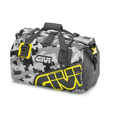 Borsone impermeabile da sella Moto 40 lt Givi Grafica Camouflage Grigio e Giallo