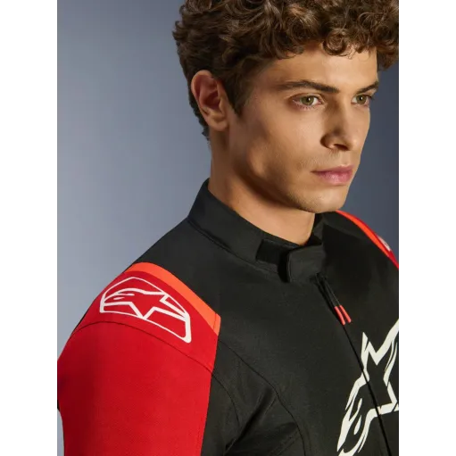 Giacca Da Moto Alpinestars T-SPS V2 Whaterproof Protezioni Cordura Black Red Red Fluo