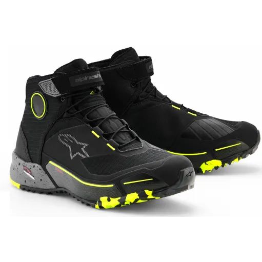 Scarpe Da Moto Alpinestars CR-X Drystar Riding Black Dark Gray Yellow Fluo Waterproof Uomo