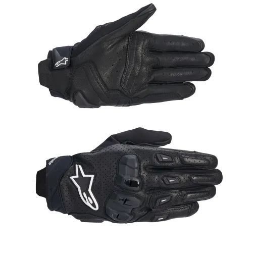 Guanti Moto Pelle Alpinestars SP X 7 Black White Uomo Corti Estivi Protezioni