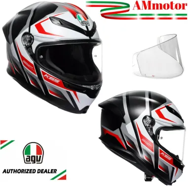 Casco Agv K6 S Karve Matt Black White Red Integrale Per Moto Opaco Visiera Max Pinlock