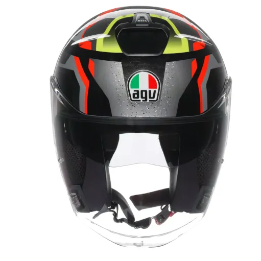 Casco Agv Irides Zurigo Black Red Yellow Fluo Doppia Visiera Moto