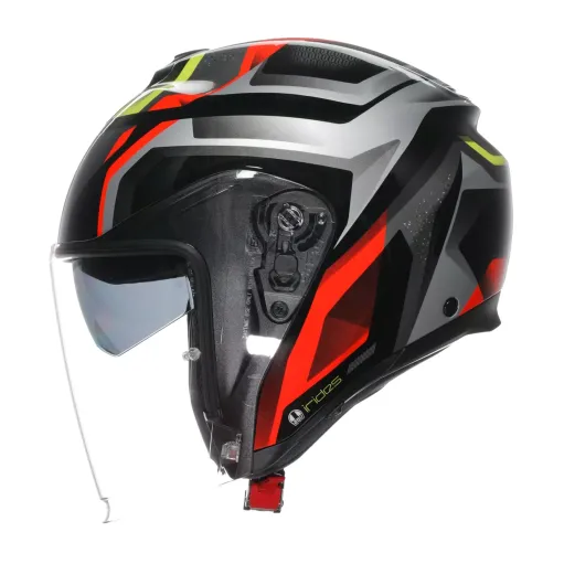 Casco Agv Irides Zurigo Black Red Yellow Fluo Doppia Visiera Moto