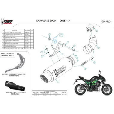 Mivv Kawasaki Z 900 2025 Terminale Di Scarico Marmitta Gp Pro Black Moto Omologato