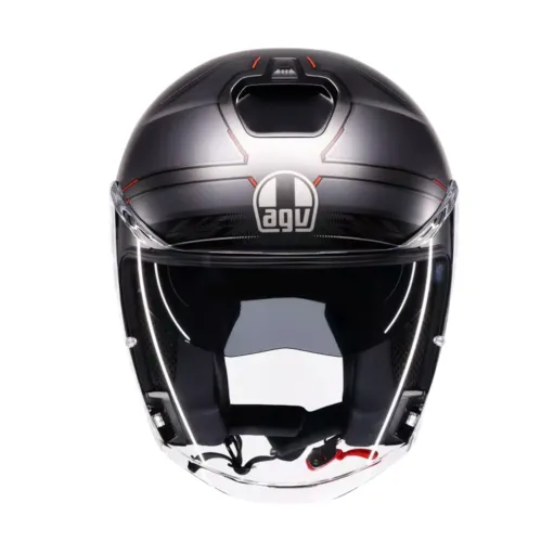 Casco Jet Agv Irides Zagabria Matt Gunmetal Red Doppia Visiera Moto 22206