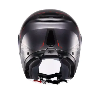 Casco Jet Agv Irides Zagabria Matt Gunmetal Red Doppia Visiera Moto 22206
